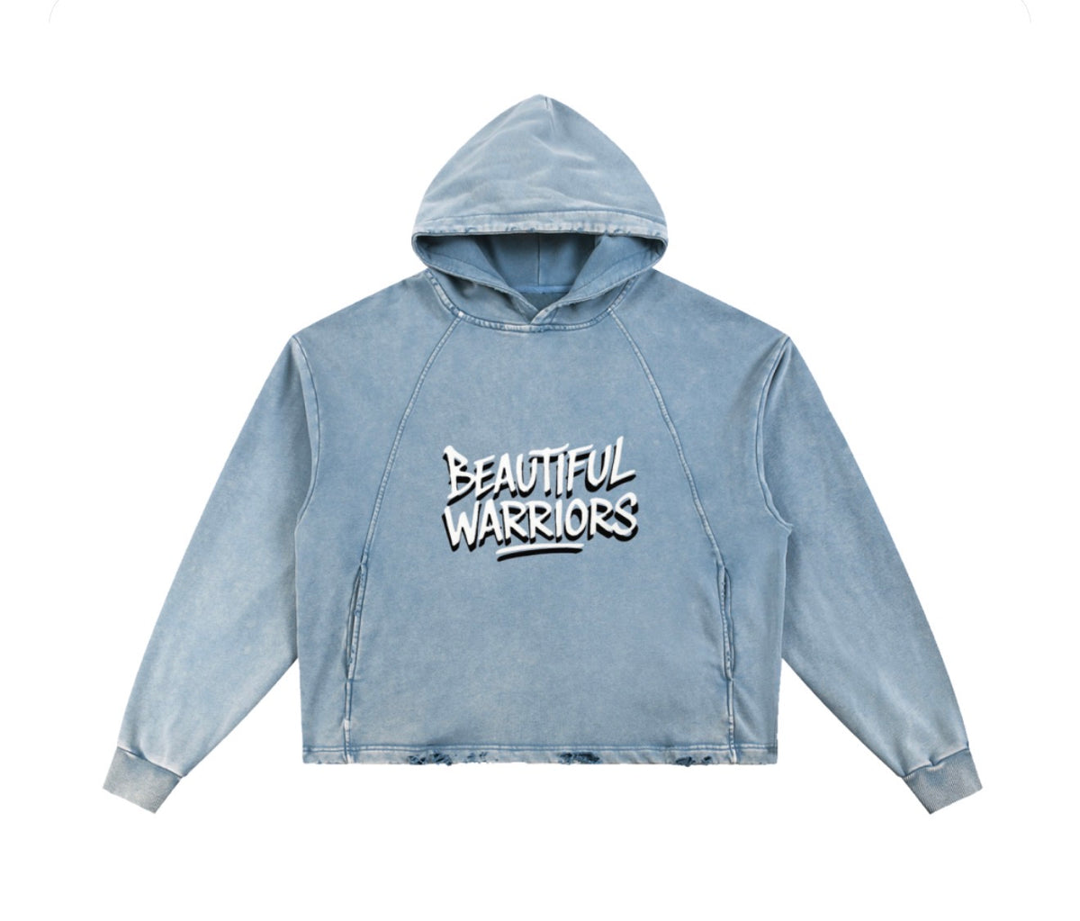 BW UNISEX Vintage Washed Frayed-Hem Hoodie