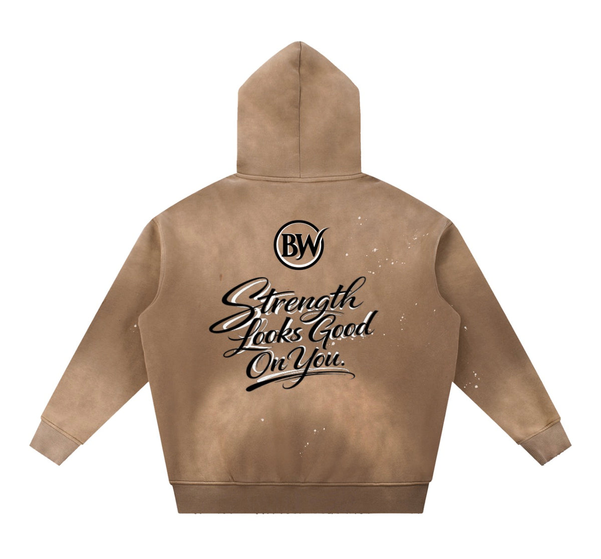 BW Vintage Washed Frayed Fleece Hoodie (Strength looks good on you)