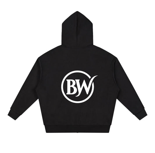BW Unisex Loose Solid Full Zip Hoodie