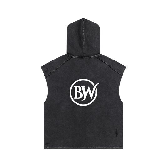 BW Snow Washed Boxy Hooded Tank Top (100% Cotton)