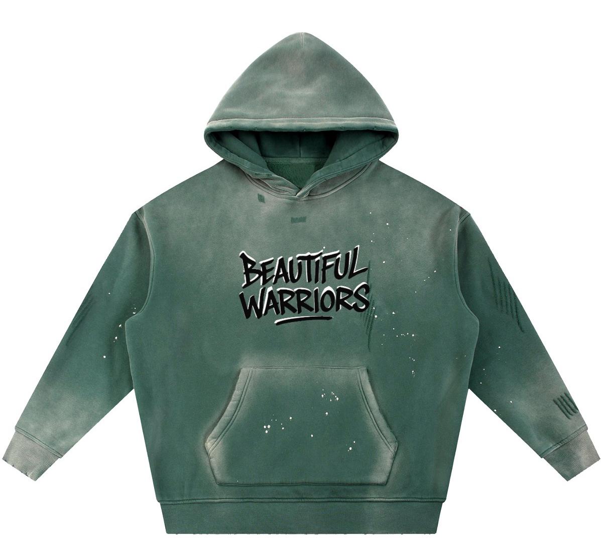 BW Vintage Washed Frayed Fleece Hoodie (Strength looks good on you)