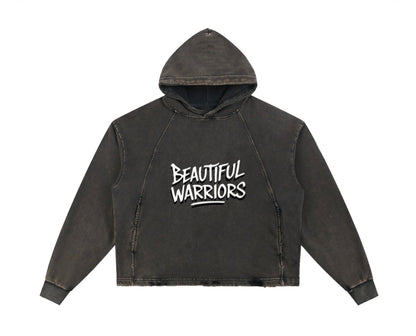 BW UNISEX Vintage Washed Frayed-Hem Hoodie