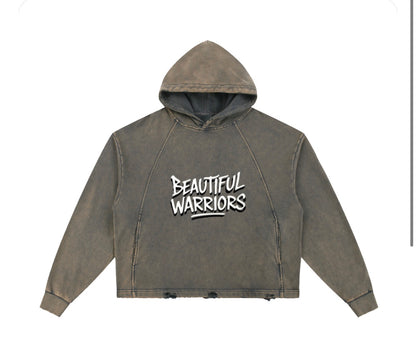 BW UNISEX Vintage Washed Frayed-Hem Hoodie