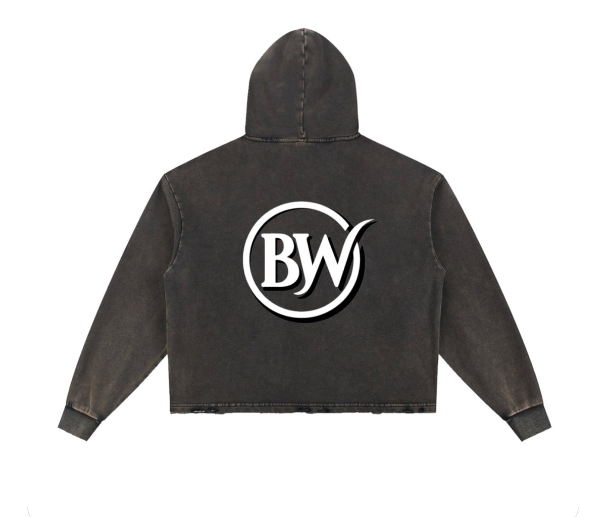 BW UNISEX Vintage Washed Frayed-Hem Hoodie