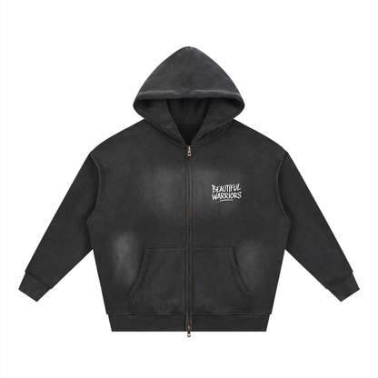 BW Zip-Through Boxy Fleece Hoodie