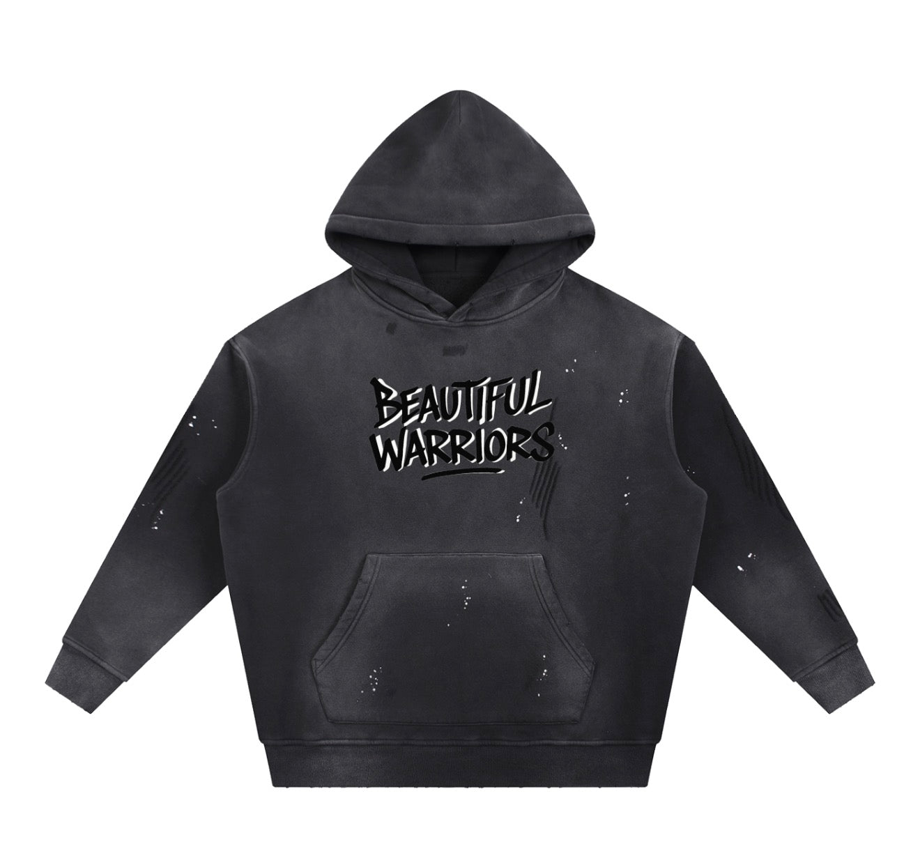 BW Vintage Washed Frayed Fleece Hoodie (Strength looks good on you)