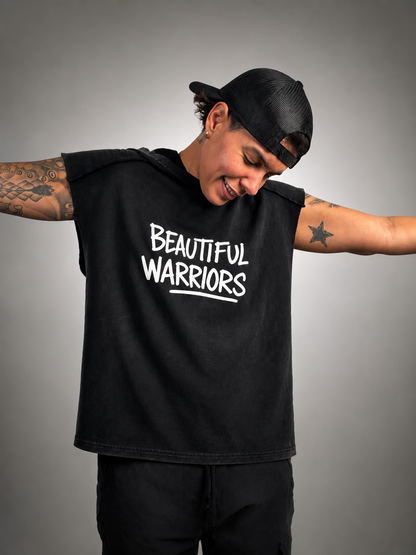 BW Snow Washed Boxy Hooded Tank Top (100% Cotton)