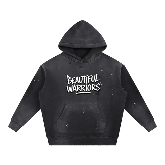 BW Vintage Washed Frayed Fleece Hoodie (BW Back Logo)