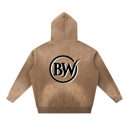 BW Vintage Washed Frayed Fleece Hoodie (BW Back Logo)