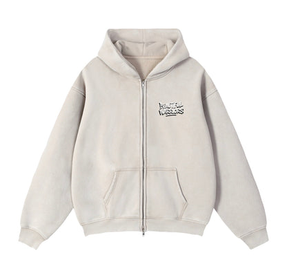 BW Zip-Through Boxy Fleece Hoodie