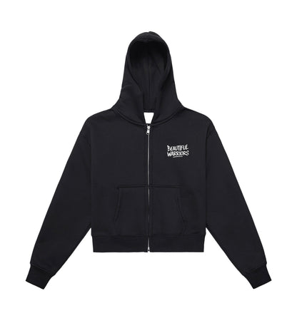 BW Fleeced Zip-Up Cropped Hoodie (For the girlies)
