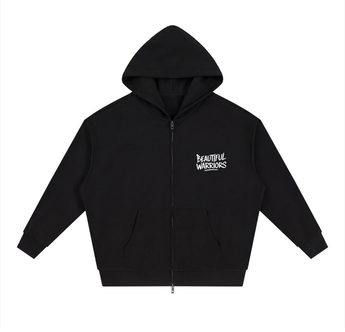 BW Unisex Loose Solid Full Zip Hoodie