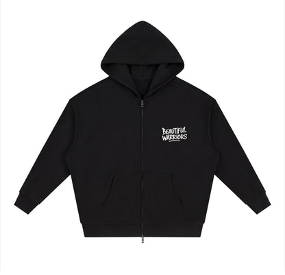 BW Unisex Loose Solid Full Zip Hoodie