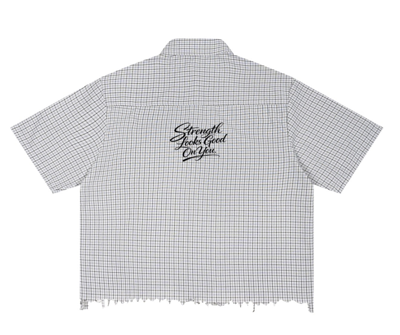 BW Unisex Distressed Plaid Boxy Shirt