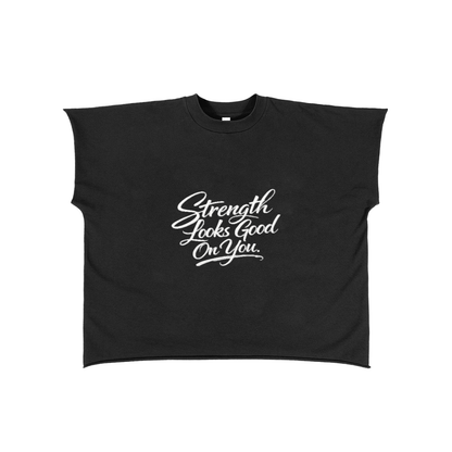 BW Raw Edge Boxy Non-Shrink T-Shirt (strength looks good on you) 100%COTTON
