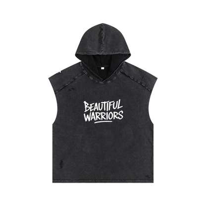 BW Snow Washed Boxy Hooded Tank Top (100% Cotton)