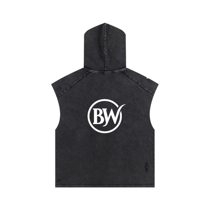 BW Snow Washed Boxy Hooded Tank Top (100% Cotton)