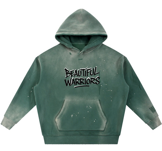 BW Vintage Washed Frayed Fleece Hoodie (BW Back Logo)